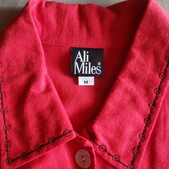 Vintage Ali Miles Stitched Embroidered Fashion Scene Long Sleeve Button Down - Picture 9 of 12